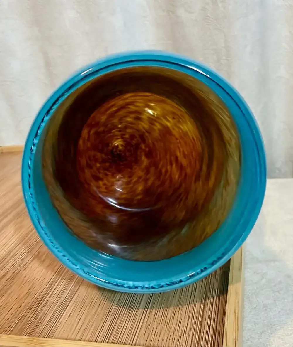 Dynasty Gallery Glisten + Glass Candle Holder - Galaxy Teal and‎ Brown Swirl